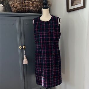 Hobbs London Wool Mohair Plaid Shift Dress